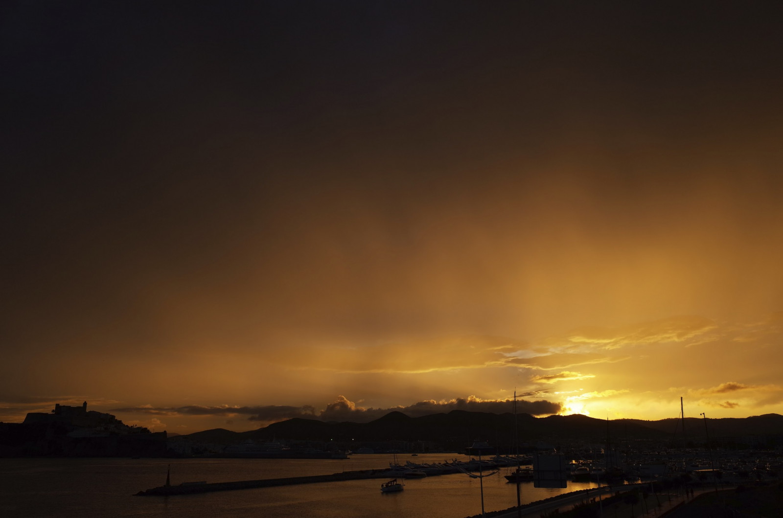 západ slunce, mrak, slunce, déšť, ibiza, ricohgr