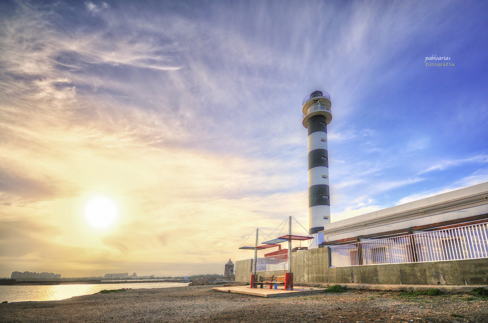 slunečnímu záření, Photoshop, moře, nebe, uklidnit, večer, věž, pobřeží, maják, horizont, Maják, mrak, svítání, cielo, mraky, mar, agua, mezník, během dne, arquitectura, Murcia, pabloarias, espana, mediterraneo, faro, Nxd, Elestacio, Lamanga, Komunidadmurciana, fixed link
