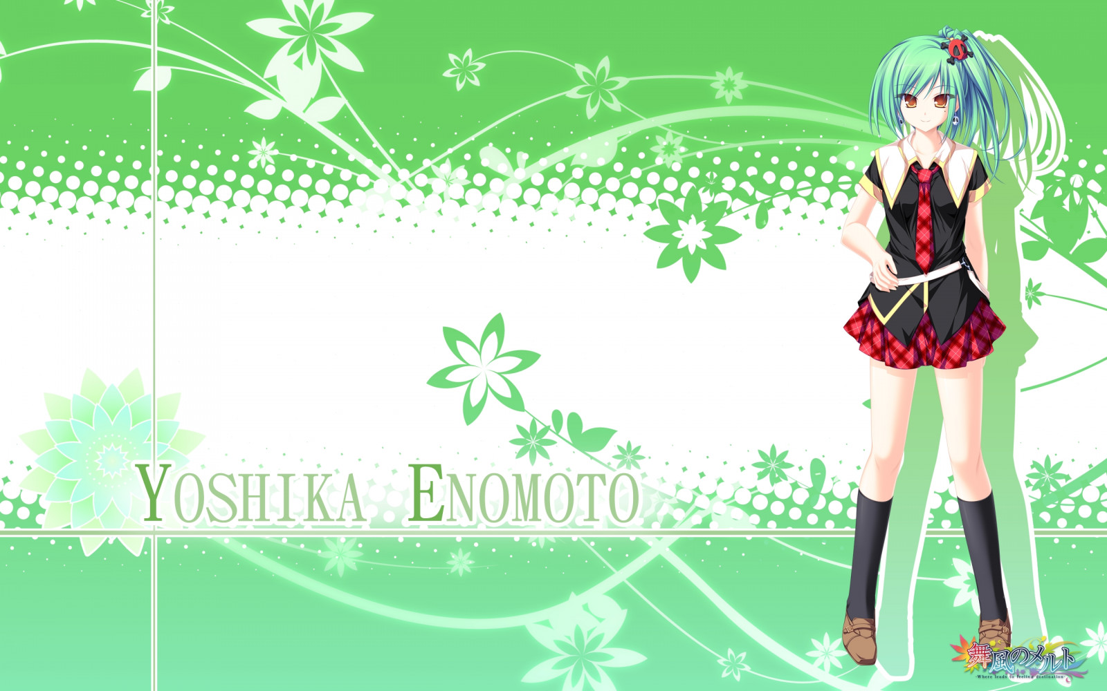 ilustrace, anime, kreslená pohádka, vzor, sukně, Enomoto Yoshika, květ, dívka, dívej se, póza, tenmaso, maikaze žádnou taveniny