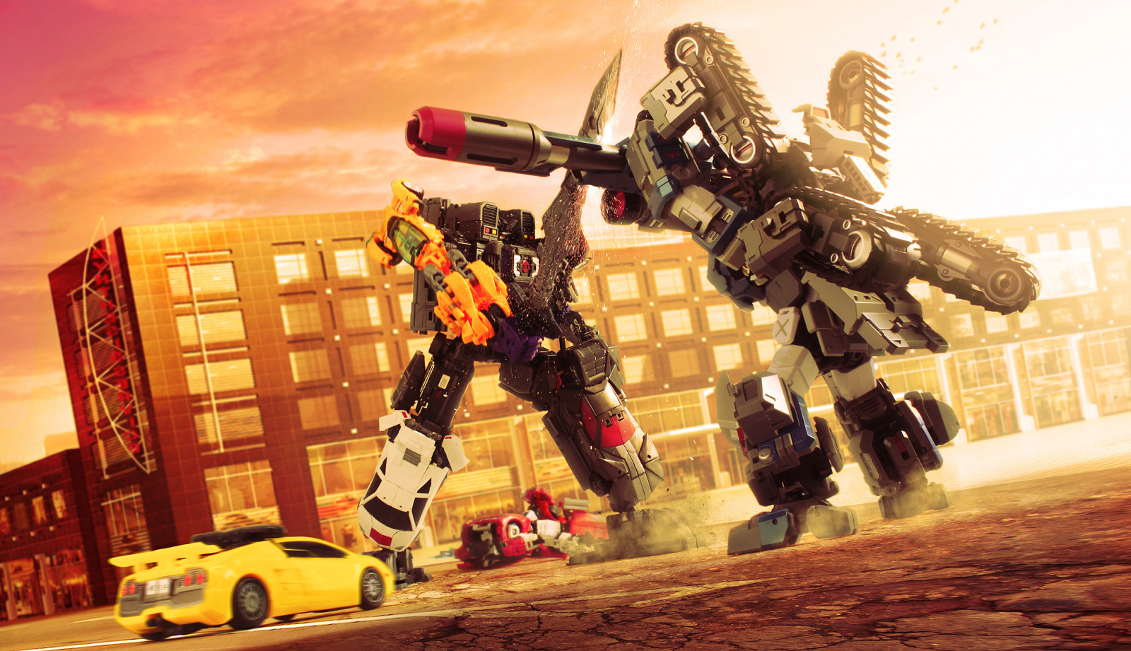 Transformers In City Wallpaper : city, sunset, robot, cityscape, battle, Transformers ...