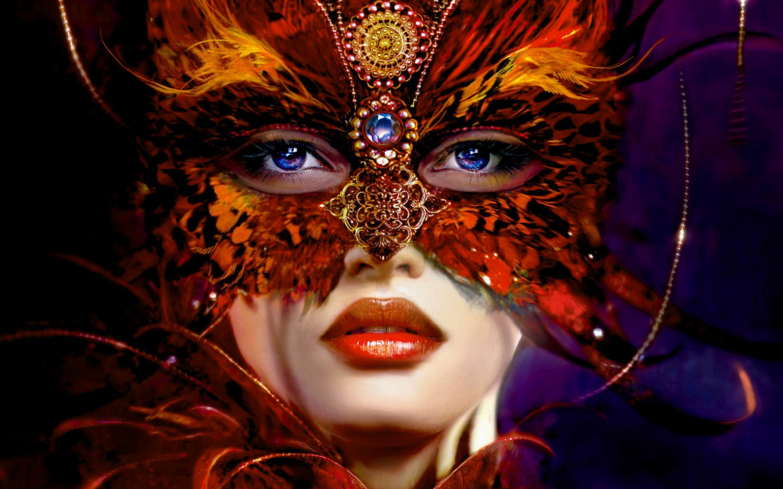 Wallpaper girl, face, mask, masquerade, blue eyed 2560x1600 wallup