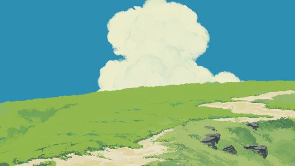 digital art, artwork, illustration, nature, field, landscape