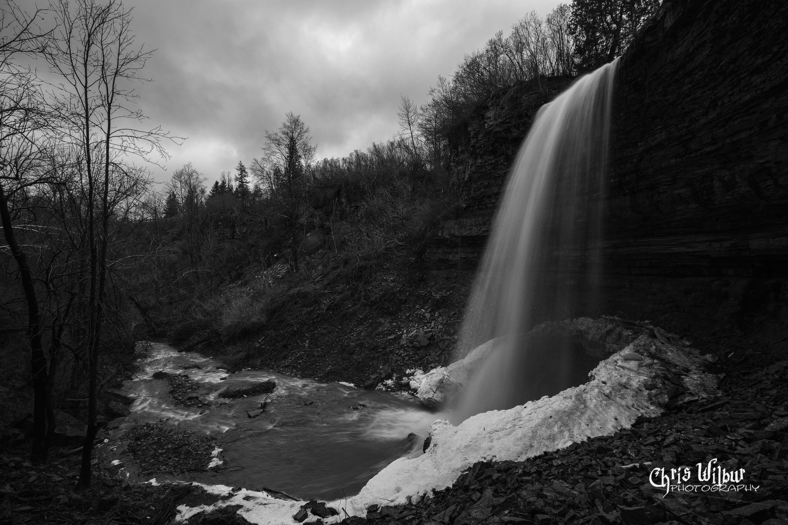 Ontario, Kanada, jaro, voda, kaple, tělesné, Skála, bílý, Černá, dlouho, Niagara, vodopád, pády, led, expozice, tok, botanický, zahrada, březen, hamilton, B, w, královský, západ, Flamborough, sráz, RBG, vrtáky