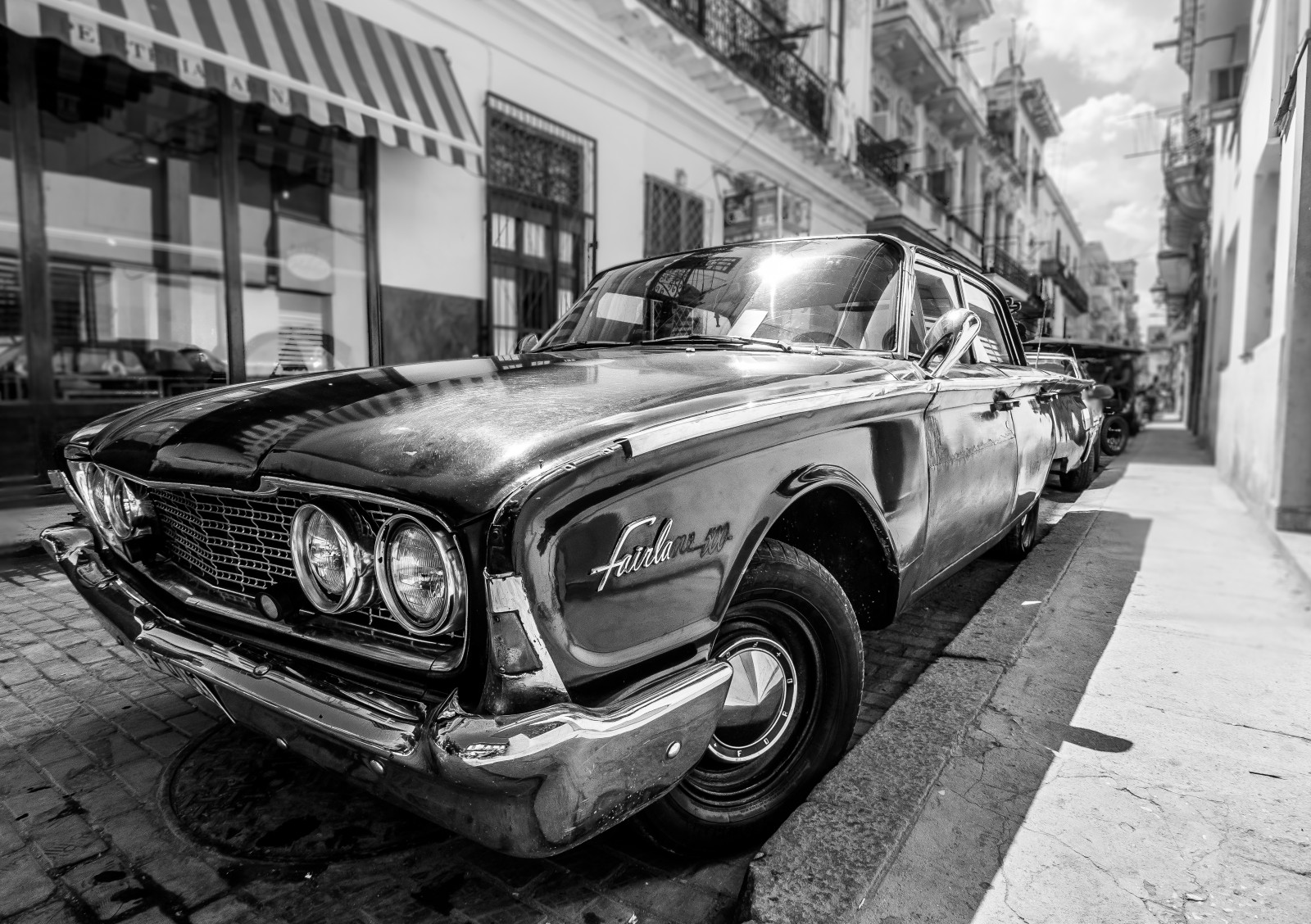 Wallpaper bw, Ford, car, Havana, Cuba, american, fairlane 4559x3215