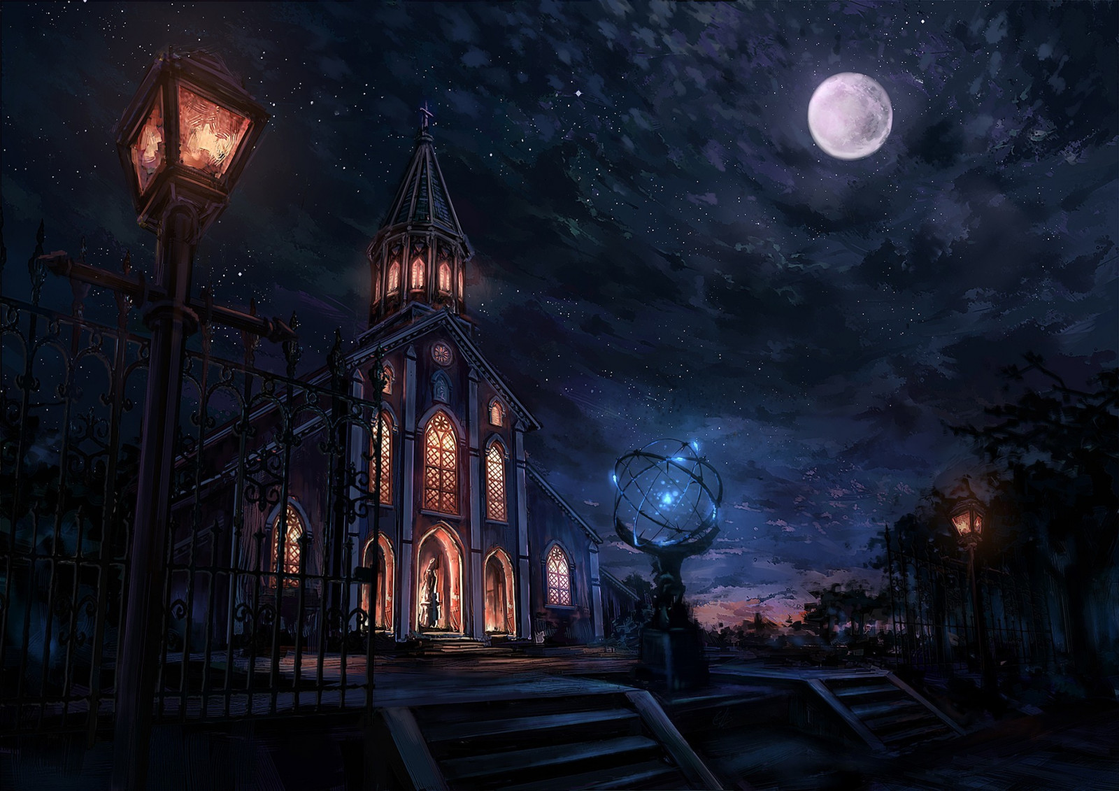 Wallpaper : sunlight, fantasy art, city, cityscape, night, Moon