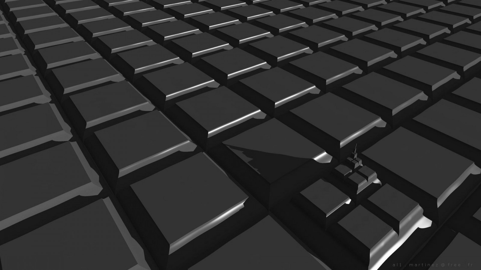 nero, arte digitale, monocromo, 3D, ombra, CGI, simmetria, cubo, modello, metallo, struttura, piazza, tecnologia, oggetto 3d, angolo, leggero, Materiale, linea, maglia, 1920x1080 px, sfondo del computer, bianco e nero, font, illuminazione diurna, product design, space bar