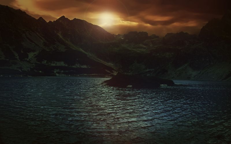 slunečnímu záření, západ slunce, moře, záliv, noc, jezero slunečnímu záření, západ slunce, moře, záliv, noc, jezero