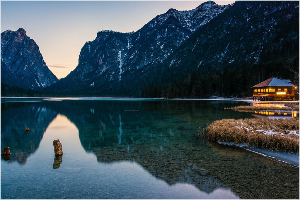 světlo, Itálie, jezero, noc, krajina, lago, Nikon, scenérie, Italia, Drsný, val, Alt, štika, paesaggio, dolomiti, notturno, adige, Pustertal, Südtirol, Dobbiaco, Pusteria, Budovu, Lagodobbiaco, D7100
