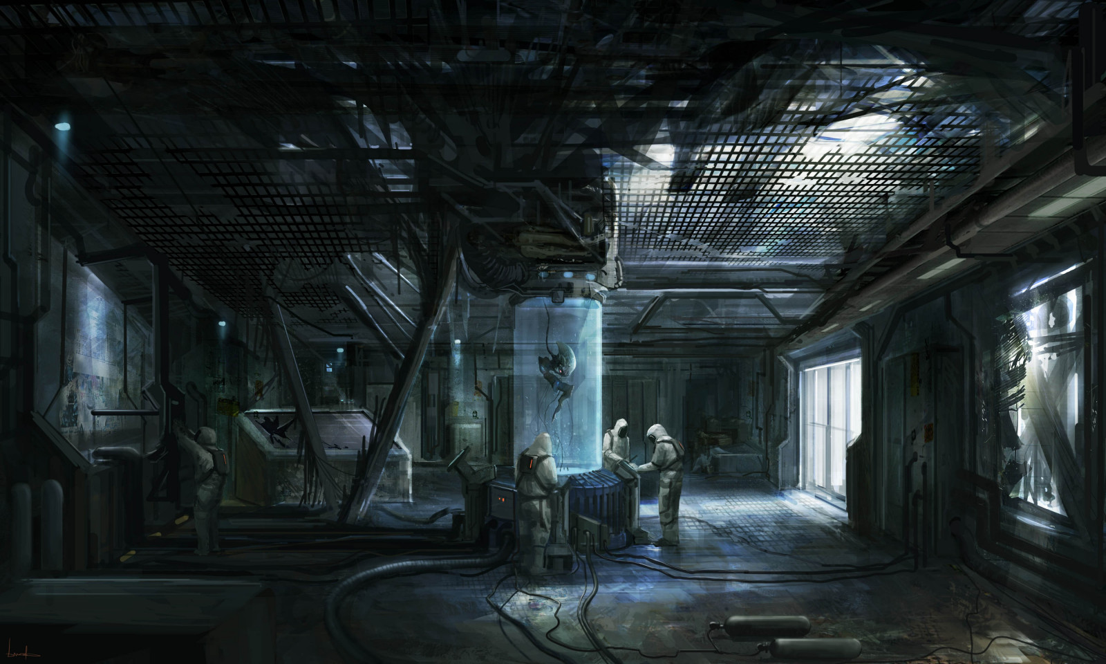 Digital kunst, kunstværk, forskere, videnskab, laboratorier, mørke, skærmbillede, pc spil, 4000x2400 px