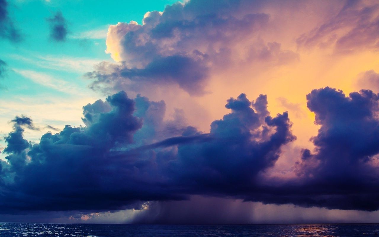 światło słoneczne, zachód słońca, morze, niebo, Chmury, wschód słońca, ranek, horyzont, atmosfera, zmierzch, Chmura, pogoda, świt, ocean, fala, 1280x800 pikseli, Zjawisko atmosferyczne, poświata, Fala wiatru, Zjawisko meteorologiczne, cumulus