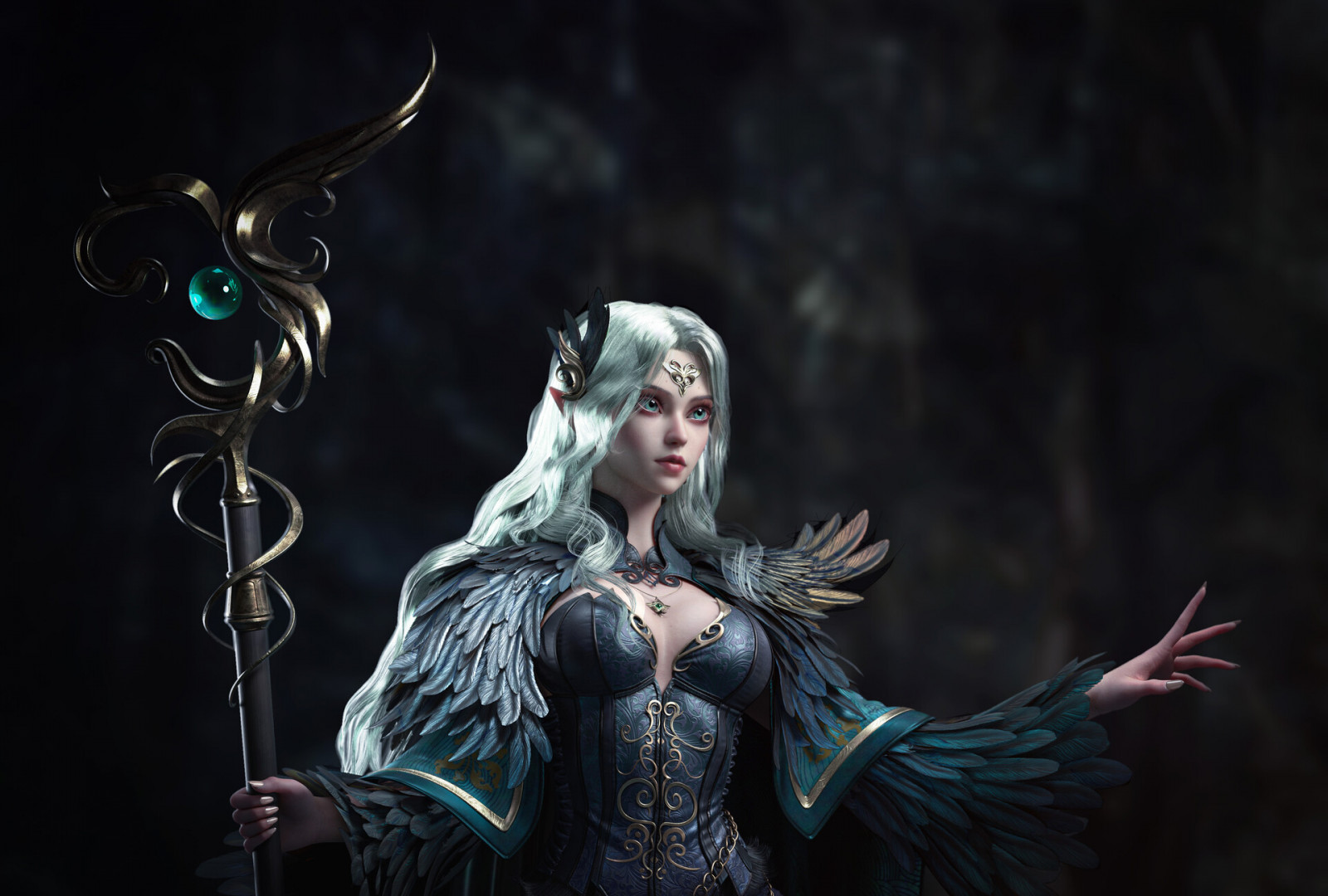 Ren Liang Huang, CGI, skřítek, ženy, kouzelnice, fantasy umění