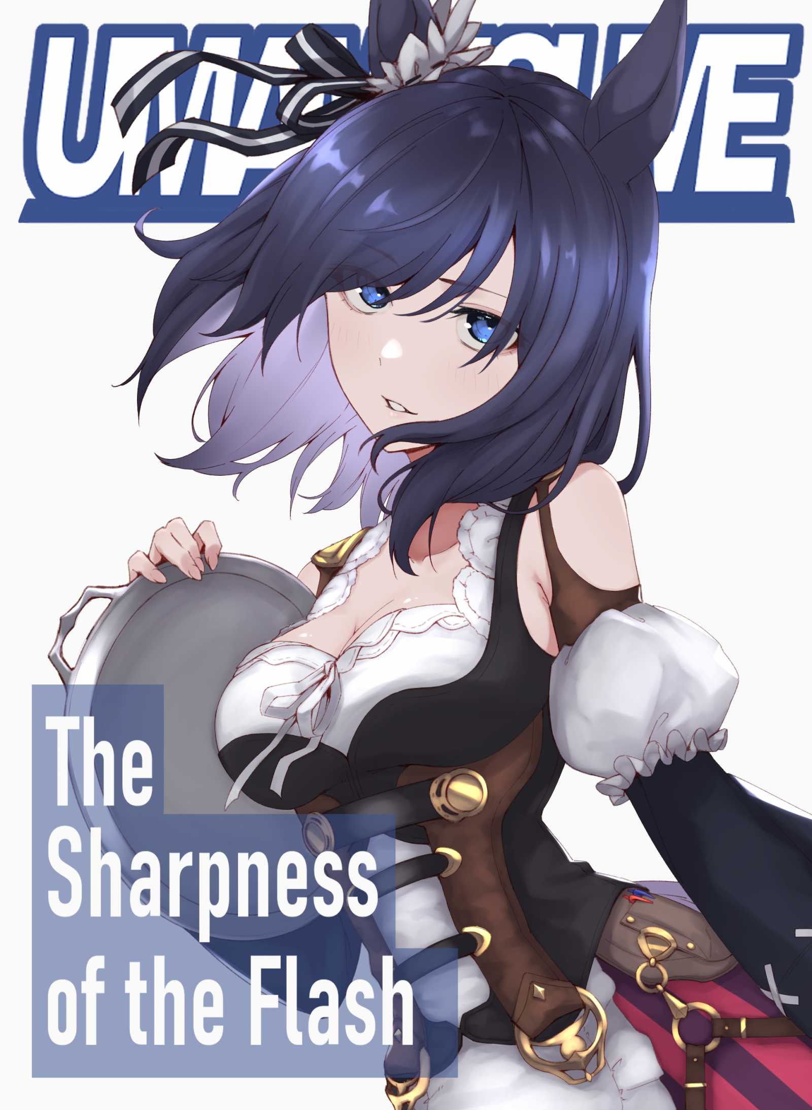 Anime, Anime cô gái, Uma Musume Pretty Derby, horse girls, Tai động vật, Eishin Flash Uma Musume, tóc ngắn, tóc đen, Solo, Tác phẩm nghệ thuật, nghệ thuật số, fanart