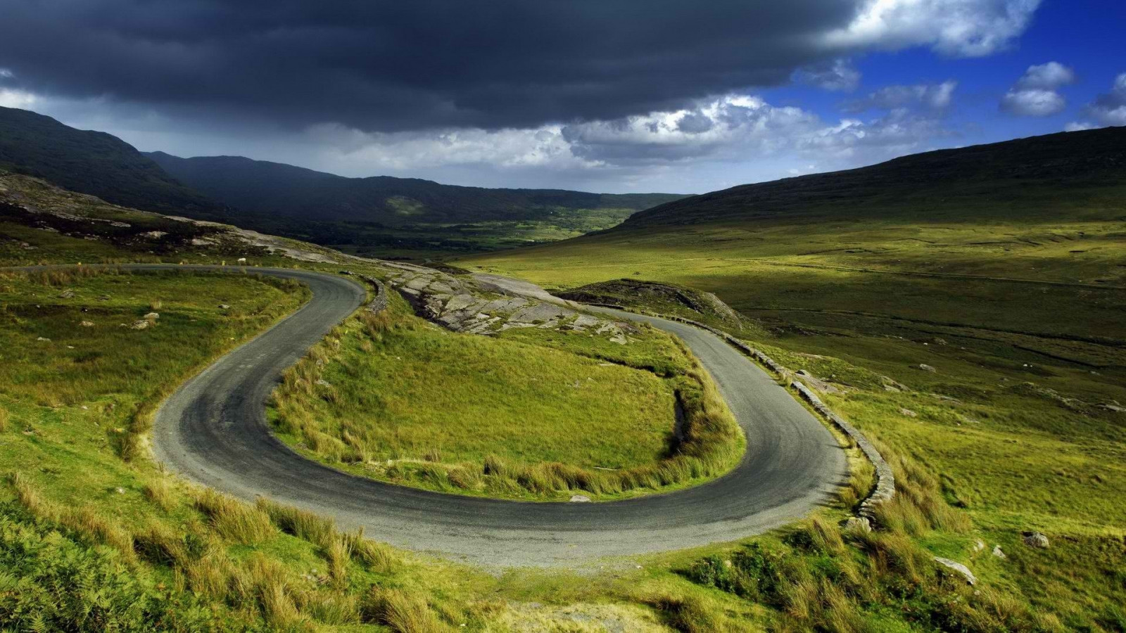 road, grass, rotation, summer