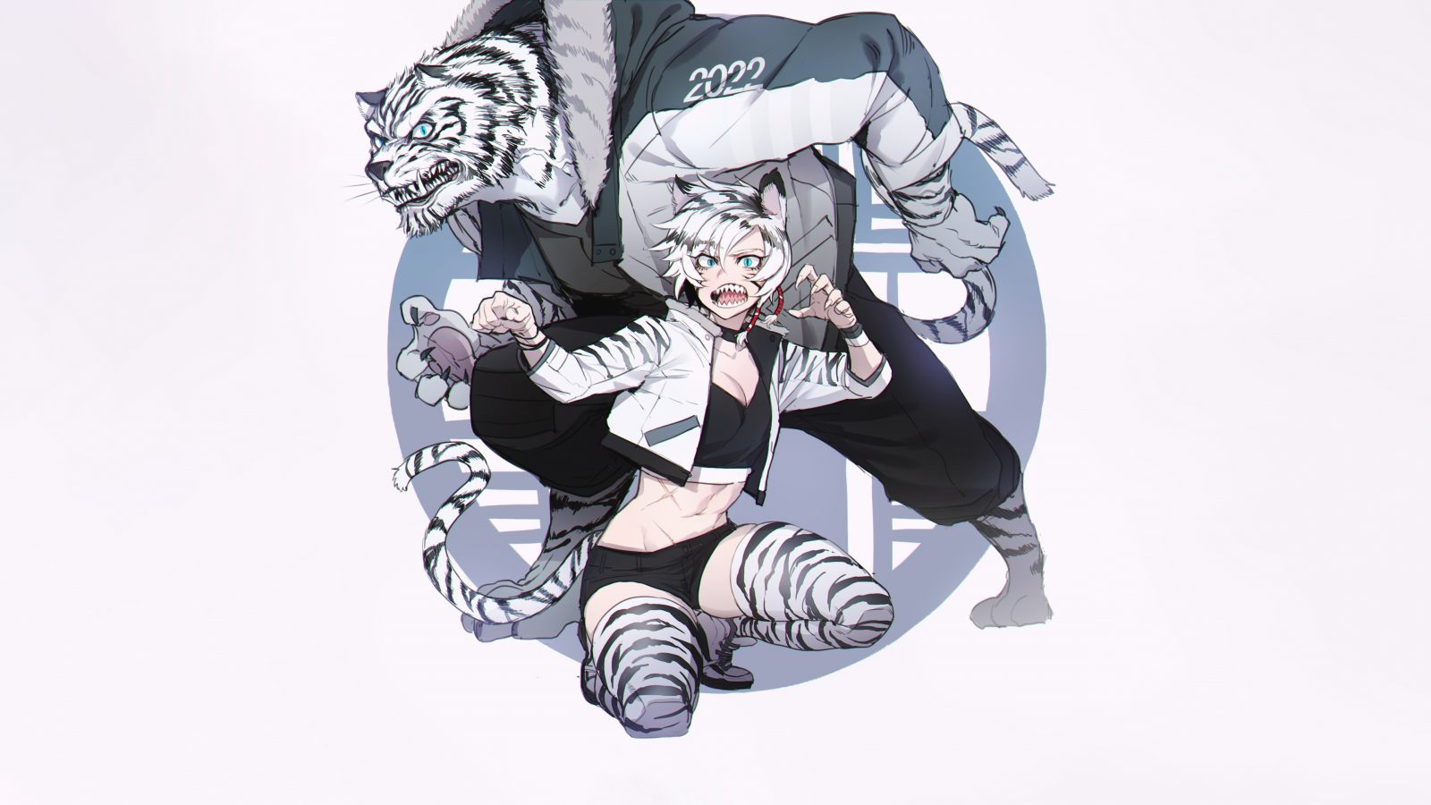Wallpaper : ratatatat74, original characters, cat girl, fangs, tiger ...