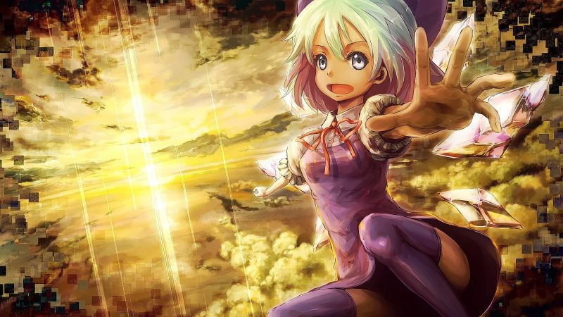 blondýnka, anime, anime dívky, krátké vlasy, otevři pusu, odvrátila blondýnka, anime, anime dívky, krátké vlasy, otevři pusu, odvrátila