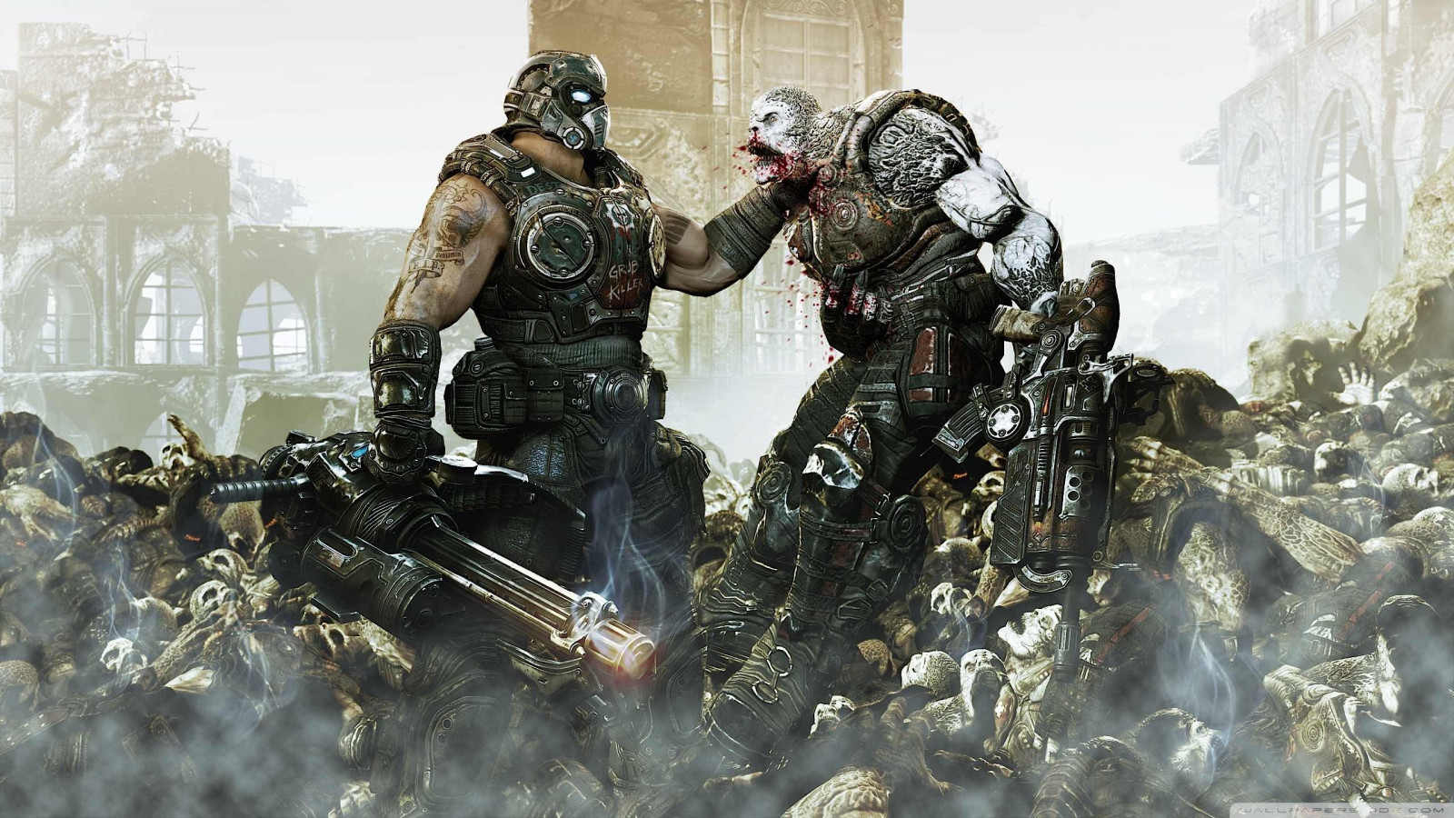 videohry, voják, válečný, armáda, Osoba, Střelec, Gears of War, Snímek obrazovky, 2560x1440 px, žoldák, pěchota, oddíl, milice