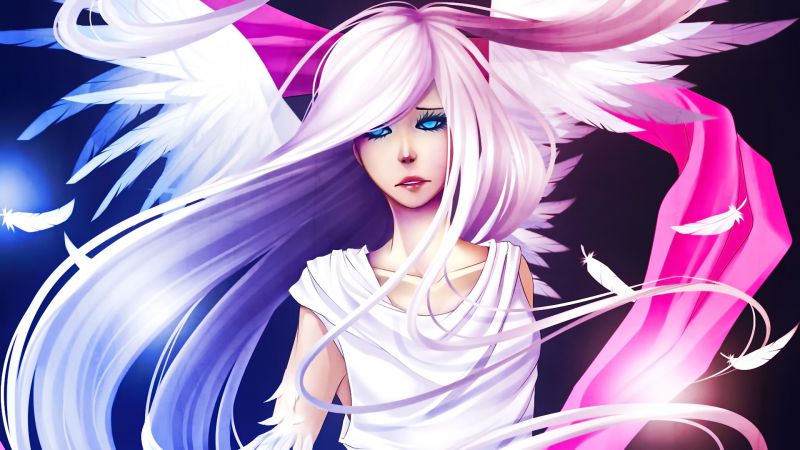 ilustrace, anime, anime dívky, křídla, anděl, oči ilustrace, anime, anime dívky, křídla, anděl, oči