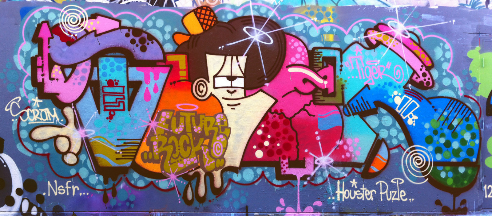 illustration, tiger, graffiti, gadekunst, Sydney, vægmaleri, 2012, KUNST, skrid, puzle, houster, NSFR, nonstopfuturerock