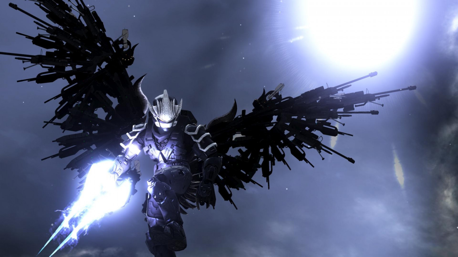 slunečnímu záření, digitální umění, videohry, noc, odraz, nebe, větev, modrý, led, Svatozář, Halo 5 Guardians, světlo, strom, květ, počasí, tma, Snímek obrazovky, počítač tapeta, Atmosféra Země, makro fotografie