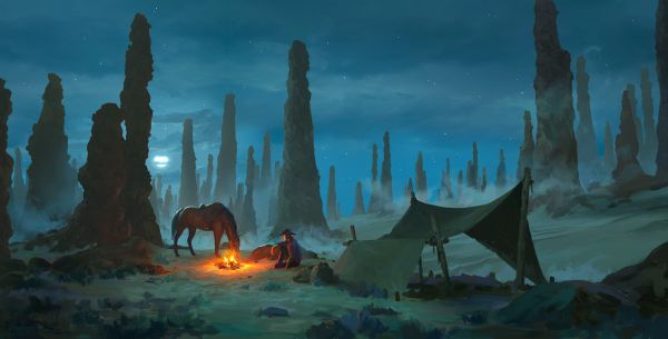 Gavin O Donnell, digital art, artwork, illustration, environment, night