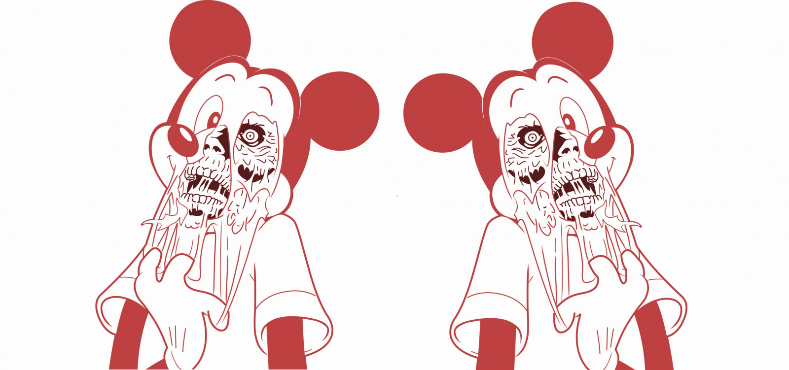 3409x1602 px, strašidelný, Mickey Mouse, zombies