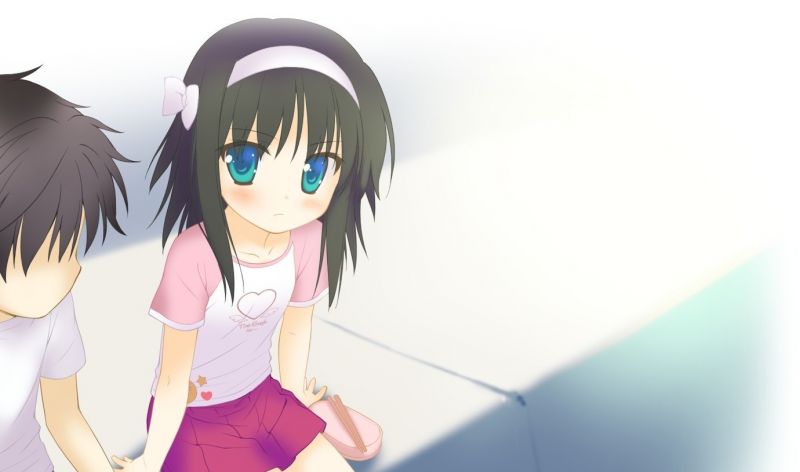 illustration, anime, Anime piger, Anime drenge, sidder, shorts