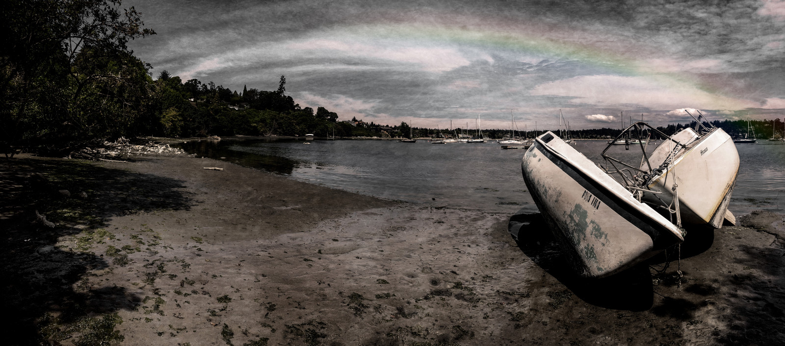 alberi, paesaggio, barca, vecchio, mare, acqua, sabbia, riflessione, cielo, veicolo, nuvole, spiaggia, tempesta, costa, panorama, estate, i phone, Serenità, Marina, sereno, viaggio, arcobaleno, oceano, onda, dopo, barche, corso d'acqua