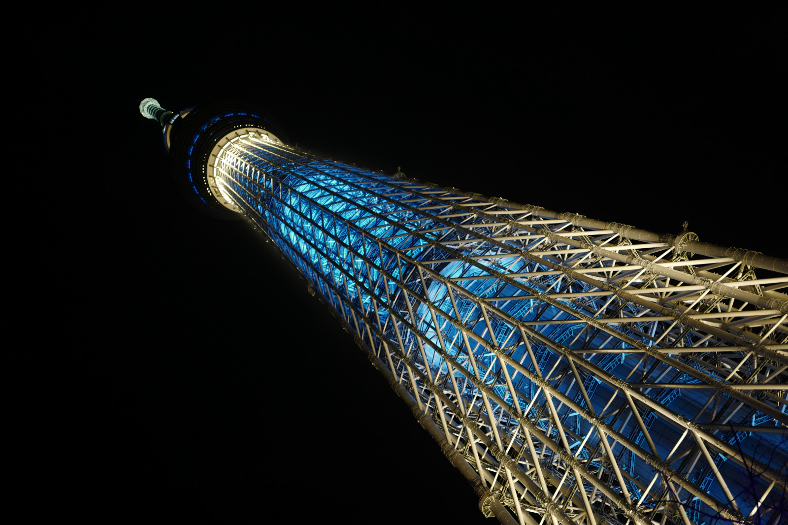 Japonsko, noc, architektura, odraz, modrý, věž, Leica, Tokio, jp, Skytree, světlo, osvětlené, osvětlení, materiál, tvar, čára, tma, křídlo, iki, mezník, Tokyo Sky Tree, summilux, leicaq, summilux1728, q, 1728, oshiage, zblízka, makro fotografie