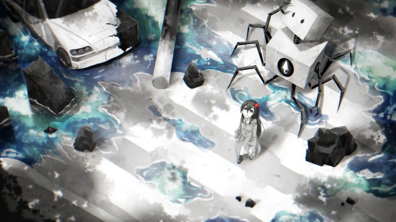 anime, robot, prostor, modrý, led, Původní znaky anime, robot, prostor, modrý, led, Původní znaky
