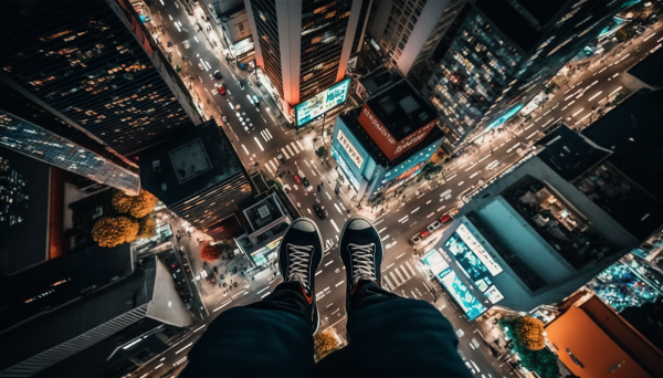 illustration,Tokyo,sitting,ai art,shoes,edge