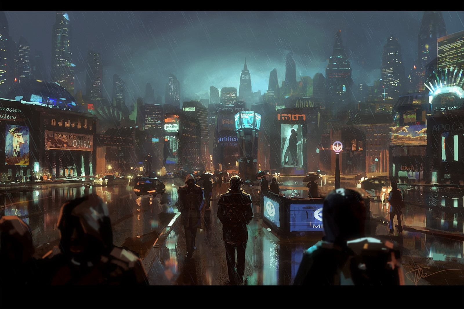 kota, Cityscape, malam, malam, metropolis, tengah malam, kegelapan, orang banyak, screenshot, permainan pc