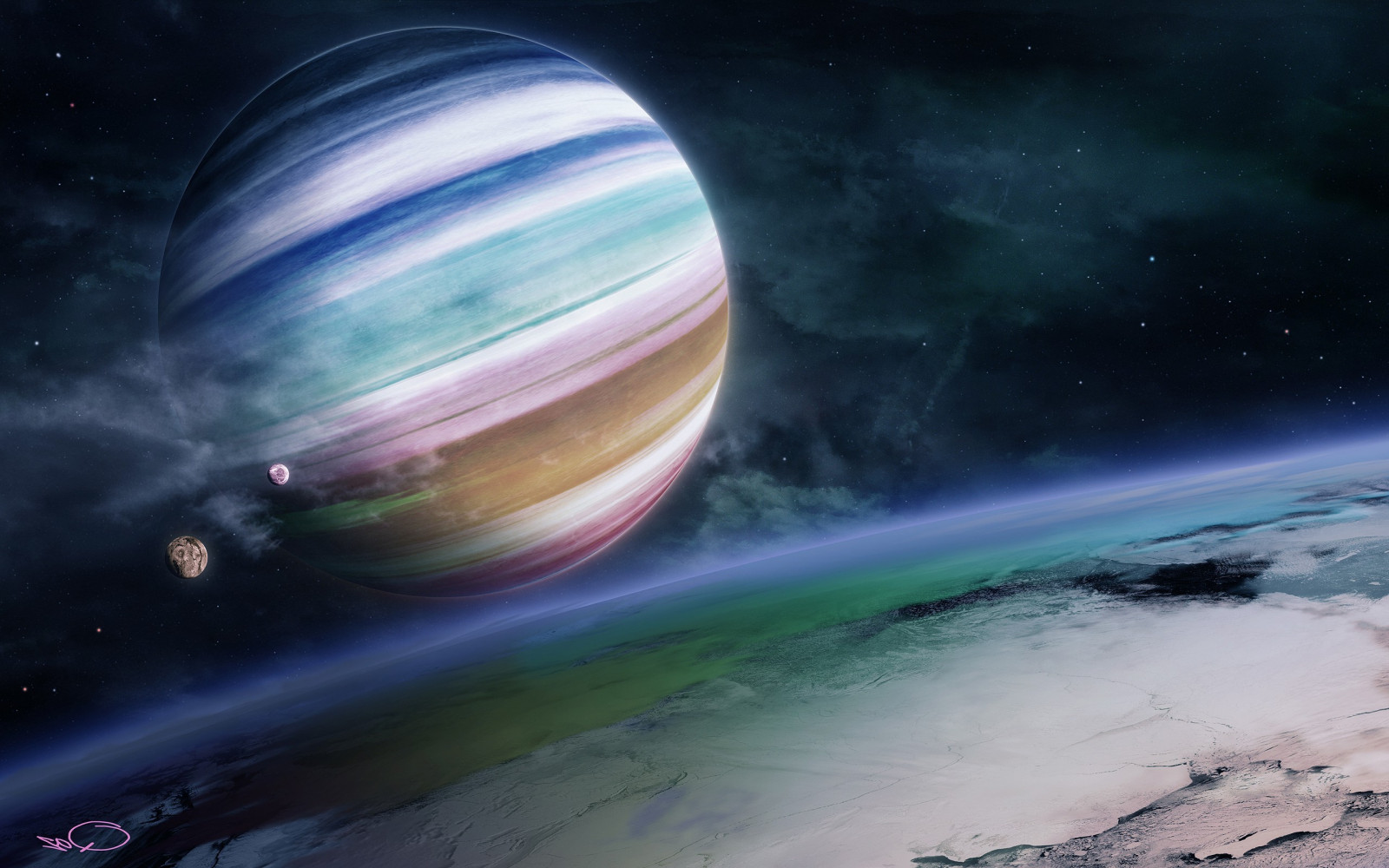 2560x1600 px, digitální umění, planeta, QAuZ, prostor, space art