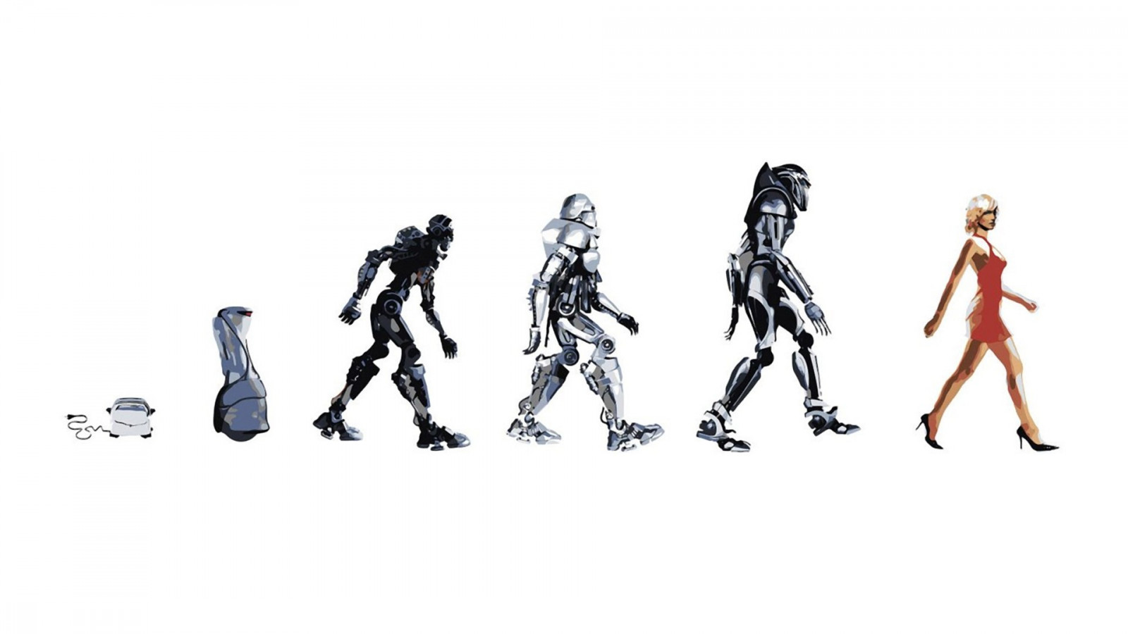 illustration, Kvinder, robot, humor, kunstværk, tegneserie, Legetøj, Battlestar Galactica, Cylons, brødrister, skitse, figur, Action figur