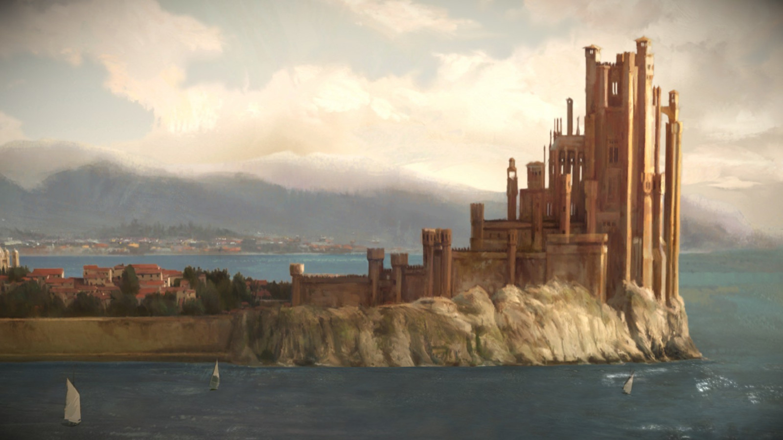 tramonto, mare, paesaggio urbano, baia, acqua, sabbia, riflessione, cielo, sera, mattina, Torre, costa, crepuscolo, Game of Thrones A Telltale Games Series, nube, oceano, 1776x1000 px