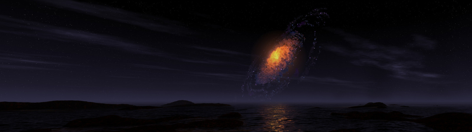 ศิลปะดิจิตอล, กลางคืน, กาแลคซี, พื้นที่, งานศิลปะ, ดาว, ศิลปะอวกาศ, แสงจันทร์, บรรยากาศ, ดาราศาสตร์, ออโรรา, ความมืด, นอกโลก, วัตถุดาราศาสตร์, ปรากฏการณ์ทางธรณีวิทยา