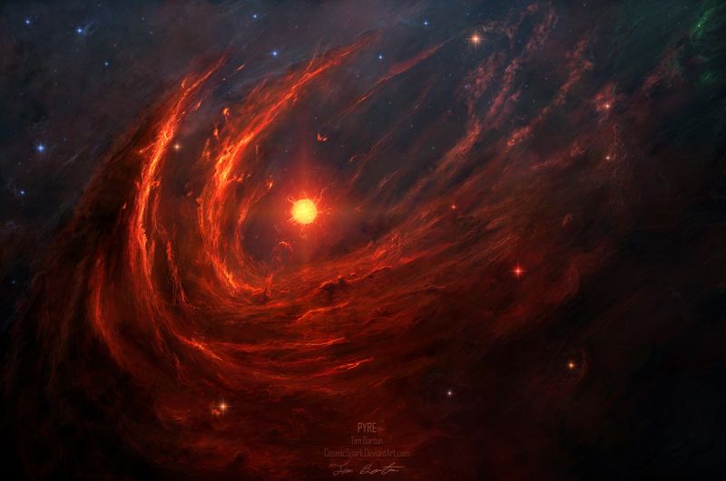 prostor, space art, slunce, mlhovina, atmosféra, vesmír