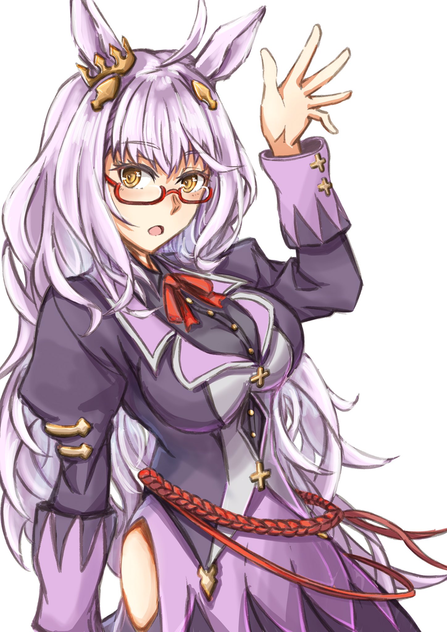 อะนิเมะ, สาวอะนิเมะ, Uma Musume Pretty Derby, horse girls, หูสัตว์, Biwa Hayahide Uma Musume, ผมยาว, ผมขาว, งานศิลปะ, ศิลปะดิจิตอล, ศิลปะแฟนซี