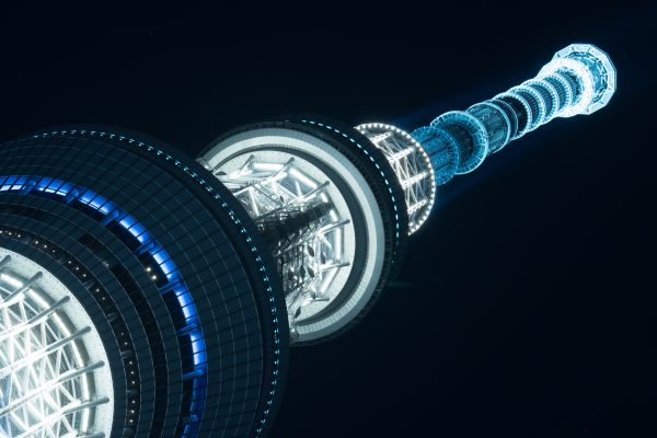 Japonsko,architektura,modrý,věž,Sony,Tokio