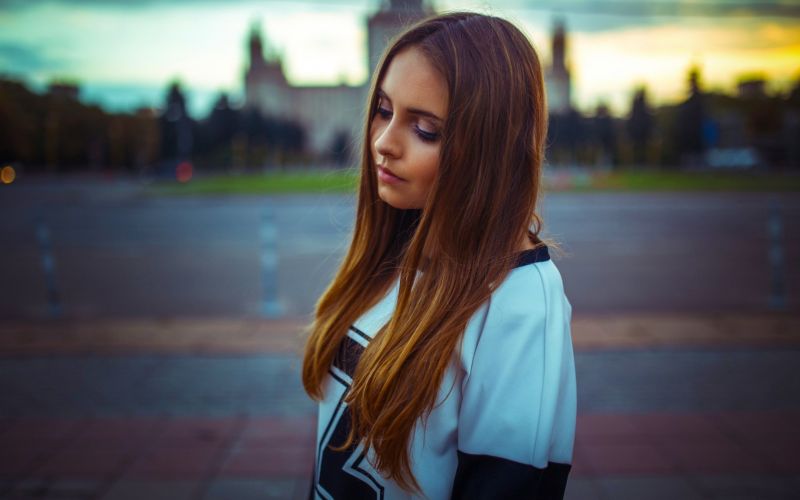 tvář, ženy, model, portrét, dlouhé vlasy, město tvář, ženy, model, portrét, dlouhé vlasy, město