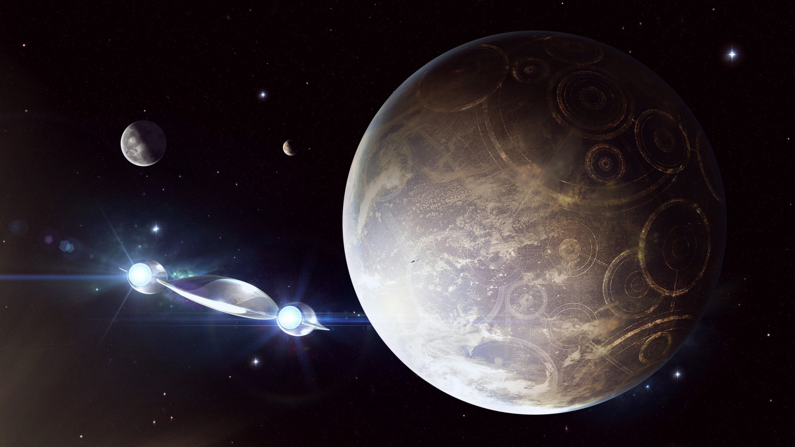 fantasy umění, planeta, prostor, umělecká díla, Země, kosmická loď, kruh, atmosféra, vesmír, astronomie, 3840x2160 px, Atmosféra Země, vesmír, astronomický objekt