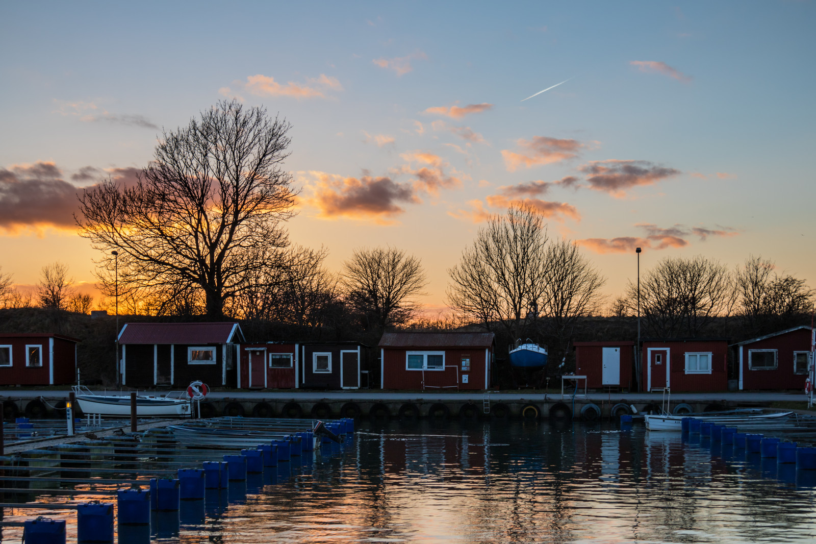 západ slunce, moře, panoráma města, voda, odraz, nebe, mraky, svítání, večer, ráno, řeka, soumrak, Marina, svítání, nebe, solnedg ng, vatten, hav, moln, hamn, smygehuk, smyge, vodní