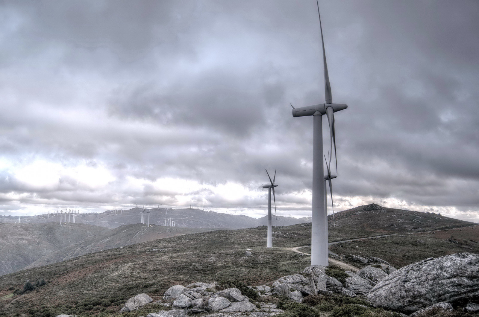 Wallpaper landscape, hill, sky, windmill, machine, wind turbine