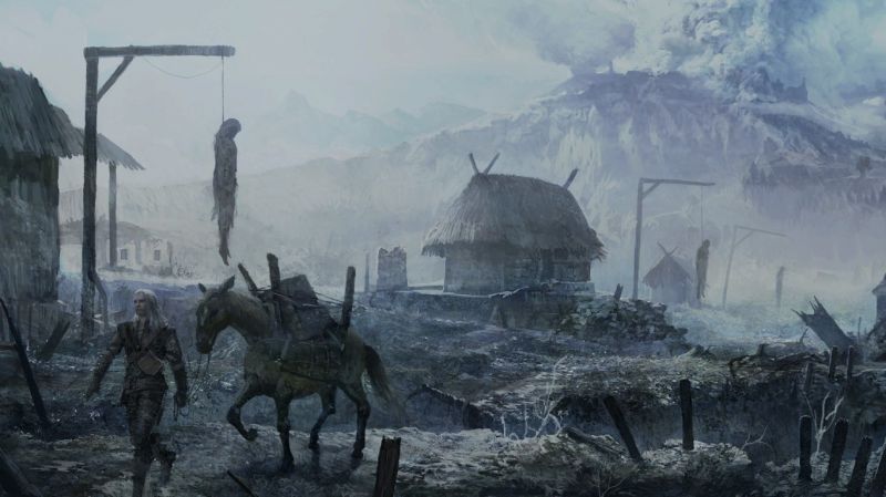 The Witcher, Geralt di Rivia, immagine dello schermo, 1366x768 px, Terreno, schizzo The Witcher, Geralt di Rivia, immagine dello schermo, 1366x768 px, Terreno, schizzo