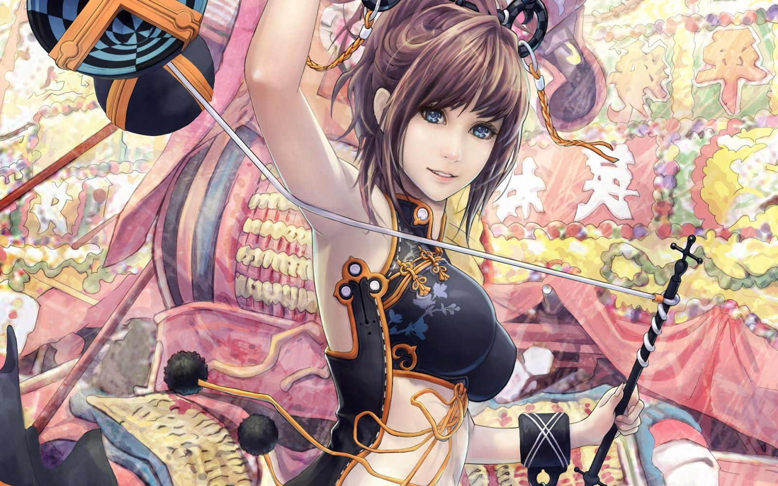 anime, anime dívky, modré oči, bruneta, velká prsa, Původní znaky, komiks, oblečení, kostým, Snímek obrazovky, mangaka