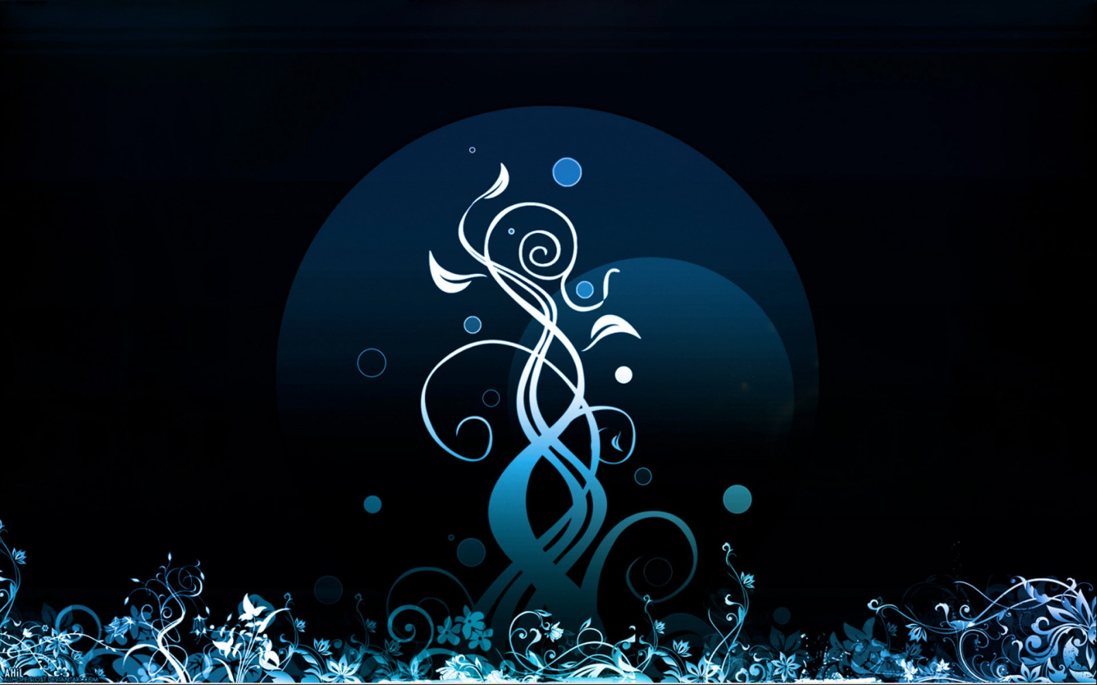 stromy, ilustrace, noc, abstraktní, modrý, grafický design, kruh, tma, Snímek obrazovky, počítač tapeta