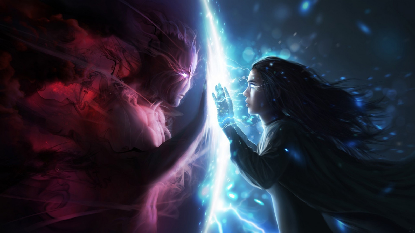 Fantasia arte, Menina de fantasia, universo, Meia-noite, Trevas, Captura de tela, Papel de parede do computador, efeitos especiais, espaço sideral