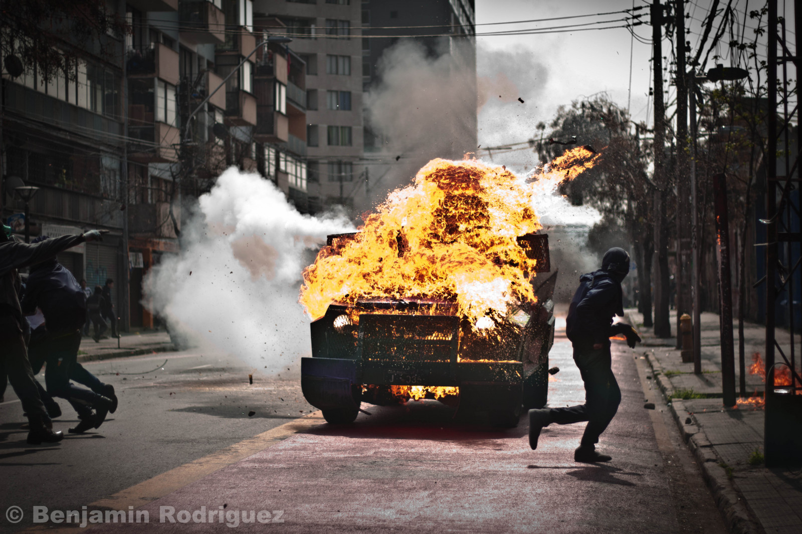 ไฟ, ตำรวจ, ตำรวจ, แก๊ส, ระเบิด, โมโลตอฟ, จลาจล, policia, Capucha