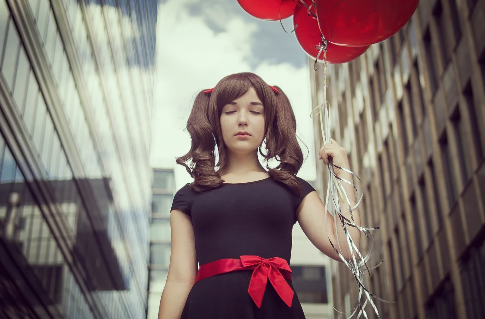 viso, donne, modello, rosso, fotografia, vestito, moda, colore, ragazza, bellezza, donna, signora, fotografia, palloncini, servizio fotografico, 2048x1346 px