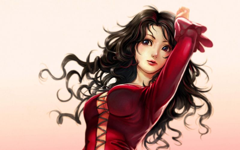 drawing, illustration, long hair, red, cartoon, fantasy art drawing, illustration, long hair, red, cartoon, fantasy art