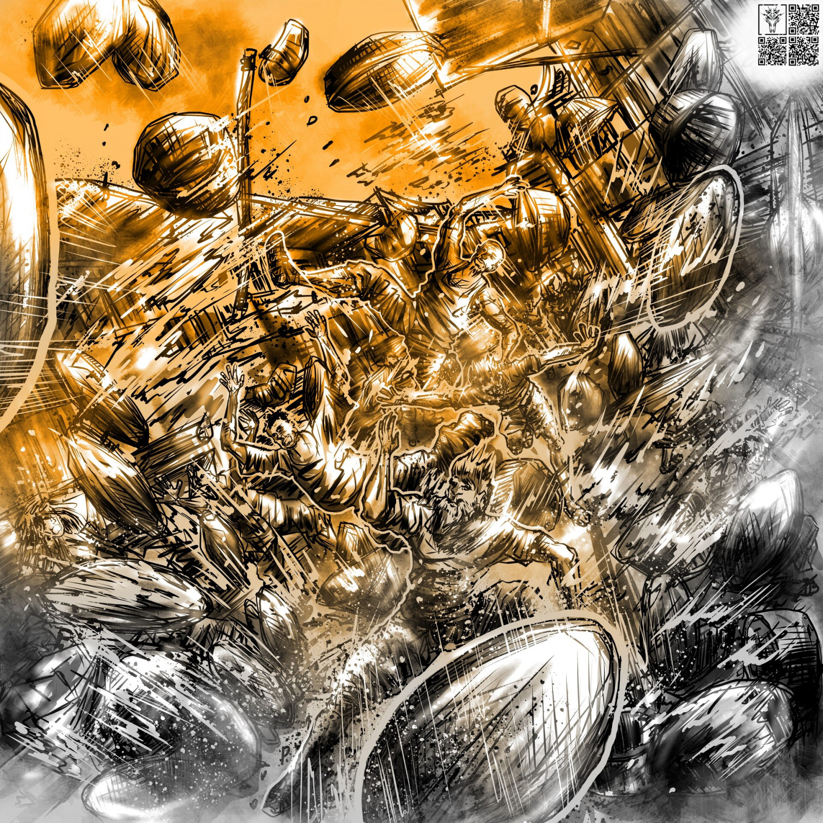 ilustrace, žlutý, válka